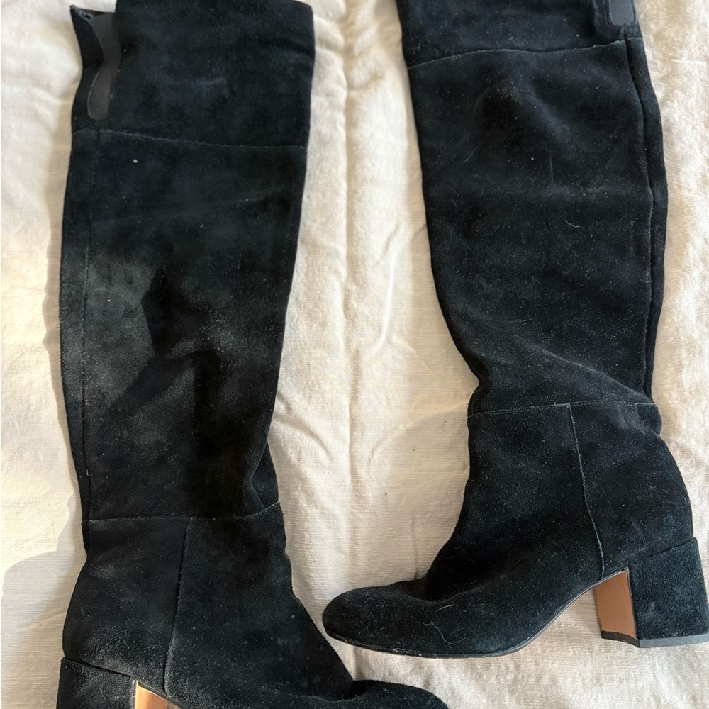 Clarks Black Suede Over the Knee Boots